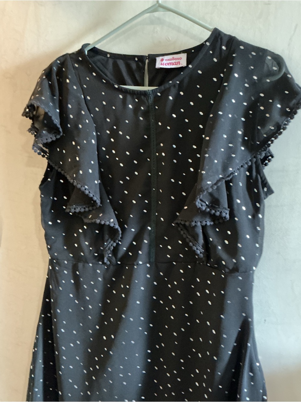 Woman Black Polka Dot Ruffle Kids Dress